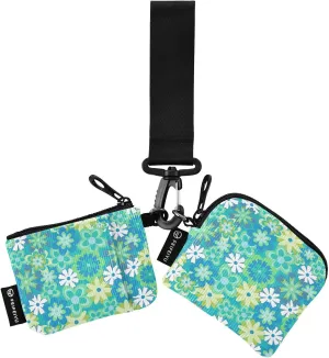 Mini Around Wristlet Keychain Dual Pouch Wallets for Women's Mini Coin Purse Pouch Pattern 4