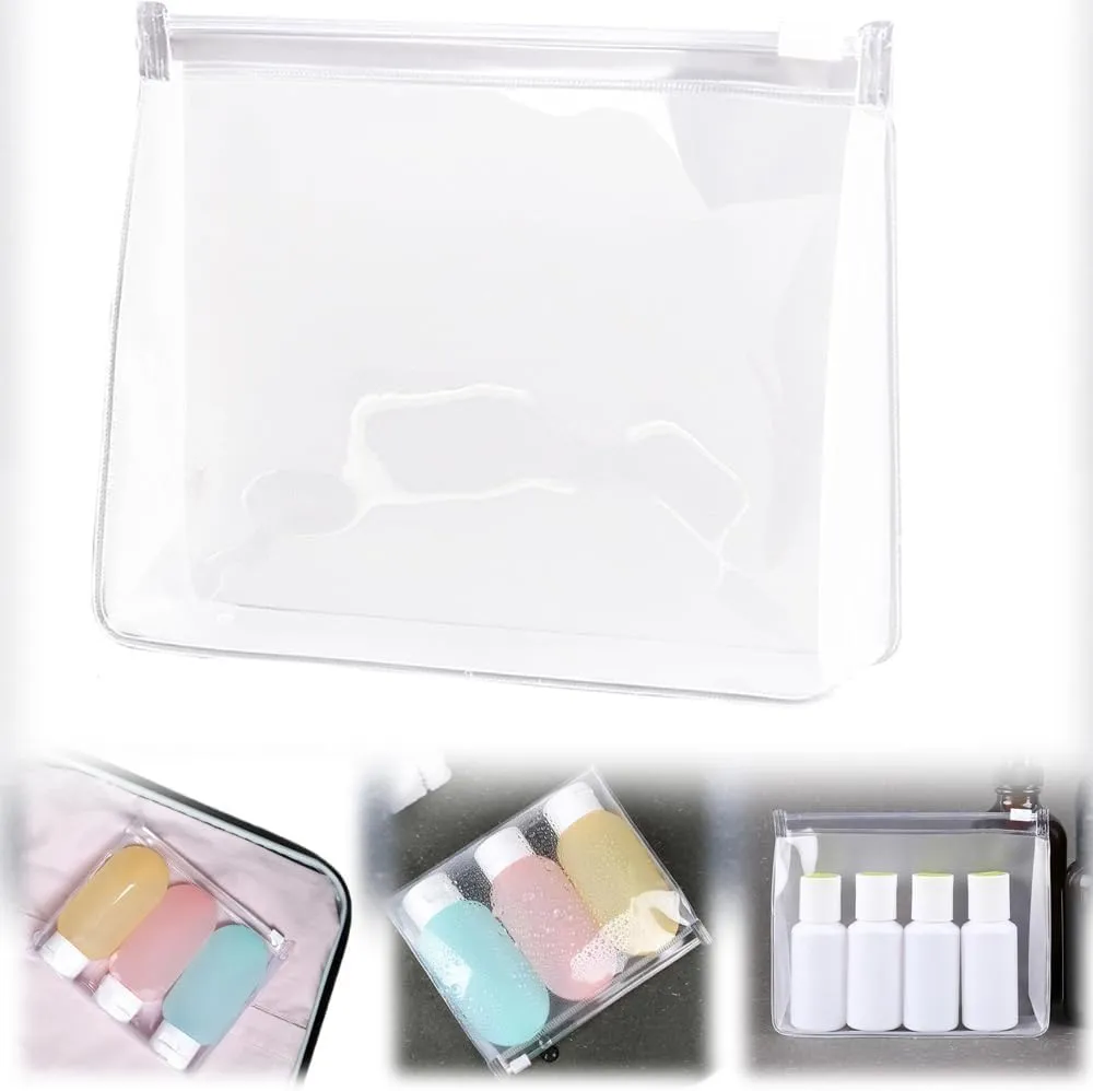 Mini Makeup Bags Organizer, Clear Makeup Storage Bags, Cosmetic Bag Organizer, Clear Plastic Bag Cosmetic Storage Bags, Clear Makeup Accessories Bags with Zipper, White - 15*3.5*12cm, Modern