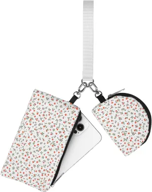 Mini Zip Around Keychain Wristlet Wallet  Large Capacity Dual Pouch Detachable Coin Purse with Keychain, Fits Phone