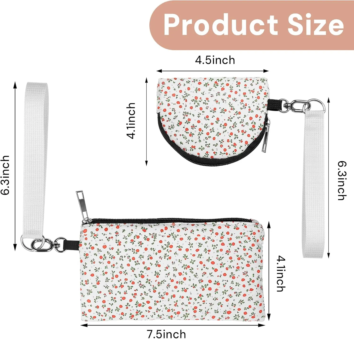 Mini Zip Around Keychain Wristlet Wallet  Large Capacity Dual Pouch Detachable Coin Purse with Keychain, Fits Phone