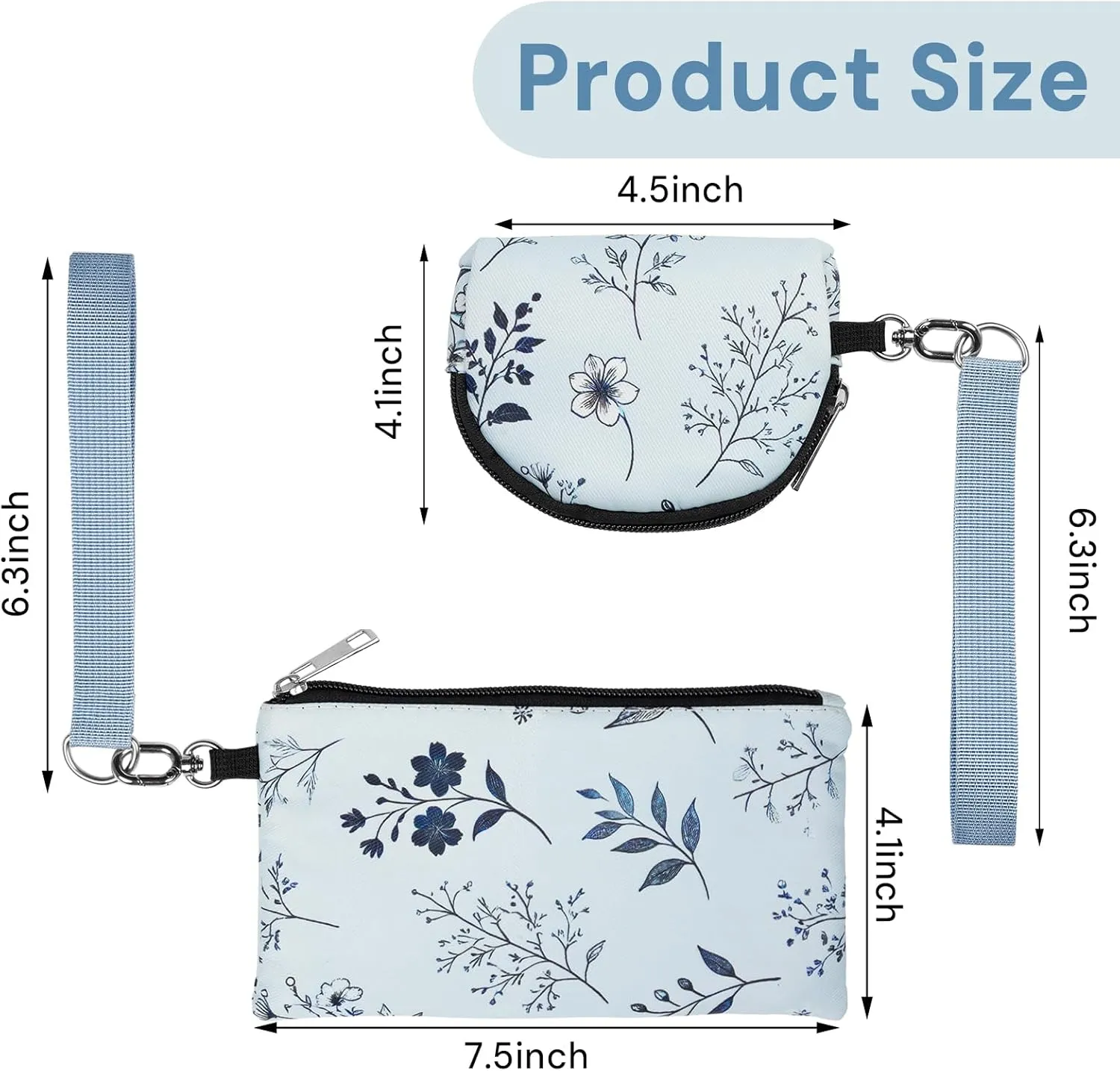 Mini Zip Around Keychain Wristlet Wallet  Large Capacity Dual Pouch Detachable Coin Purse with Keychain, Fits Phone