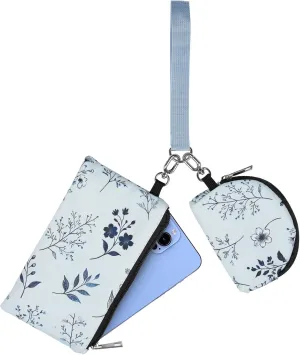 Mini Zip Around Keychain Wristlet Wallet  Large Capacity Dual Pouch Detachable Coin Purse with Keychain, Fits Phone