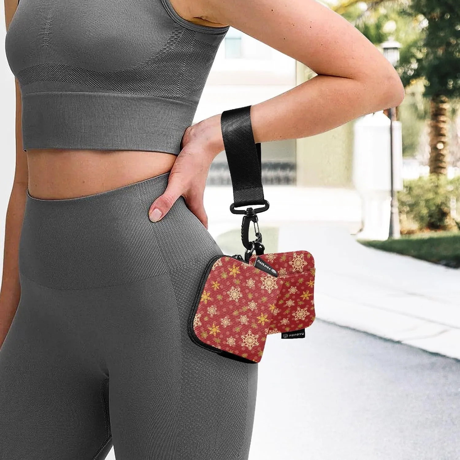 Mini Zip Around Wristlet Wallet Detachable Women Dual Pouch Card Cases Portable Zipper Cash Coin Purse Keychain,pattern 2