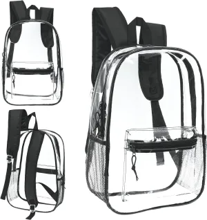 Moda West 24 Pack 17inch Wholesale Bulk Clear Backpack In Black Color