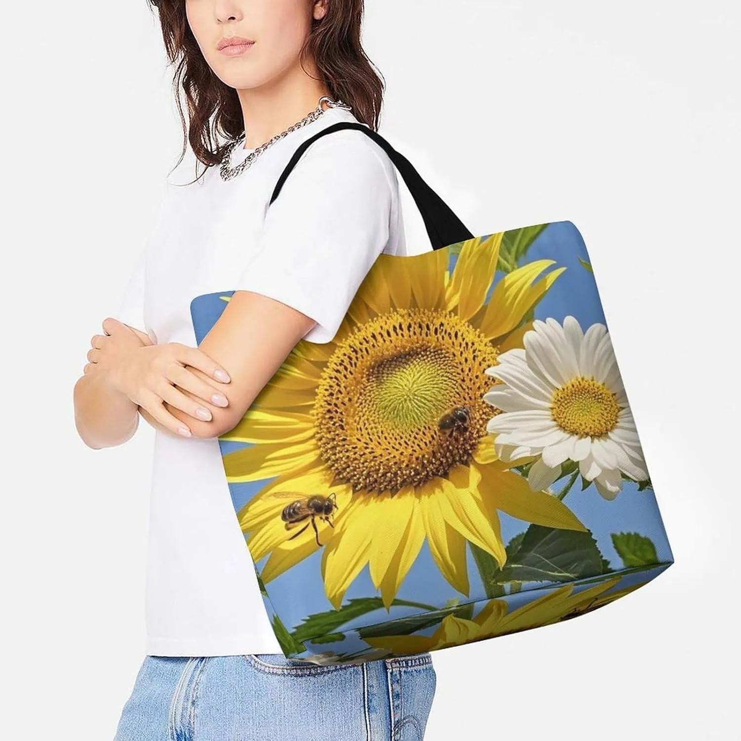 Mother Bear And Cubs Beach Bag Reusable Tote Bag Foldable Grocery Bags Women Shopping Bags for Daily Essentials