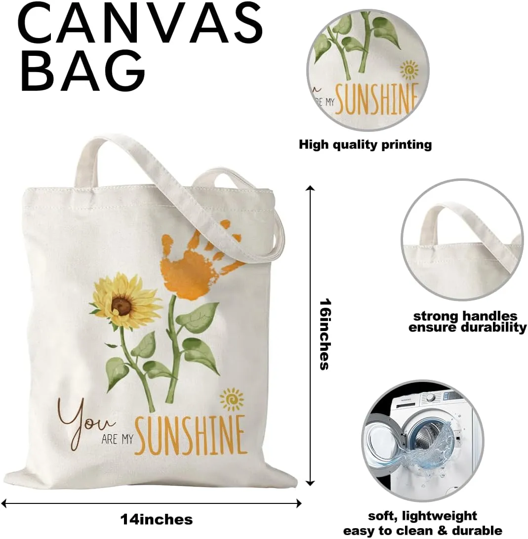 Mother's Day Mom Gifts for Mom Appreciation Thank You Teacher Gifts Handprint Diy Kit Canvas Tote Bags