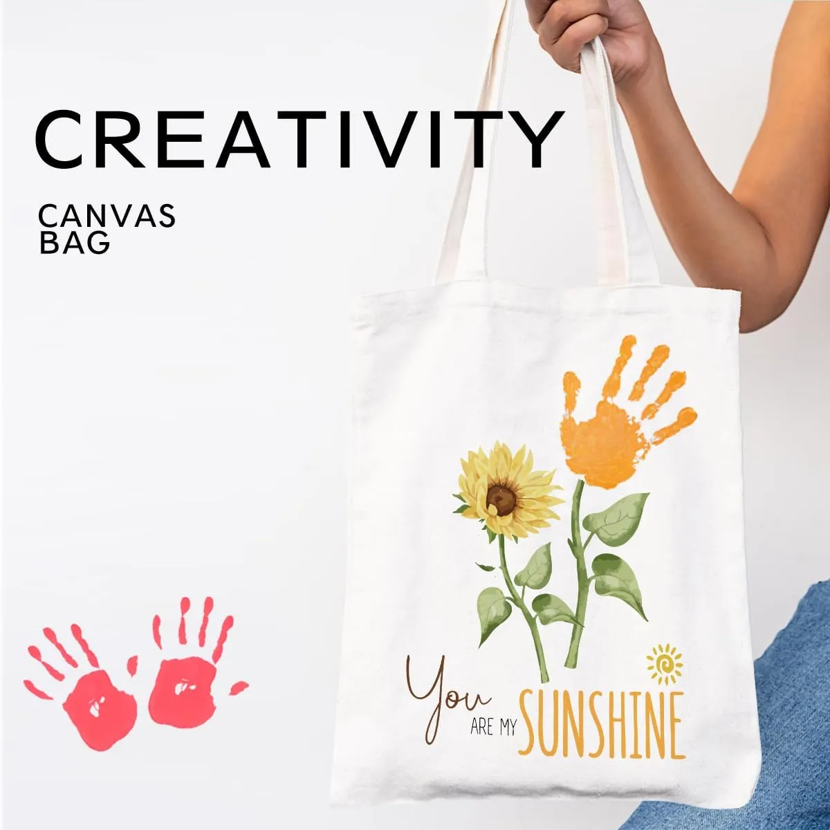 Mother's Day Mom Gifts for Mom Appreciation Thank You Teacher Gifts Handprint Diy Kit Canvas Tote Bags