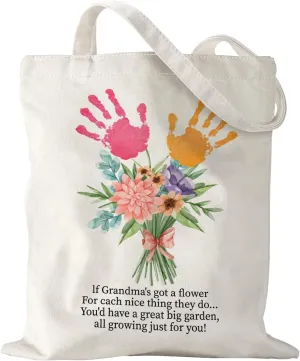 Mother's Day Mom Gifts for Mom Appreciation Thank You Teacher Gifts Handprint Diy Kit Canvas Tote Bags
