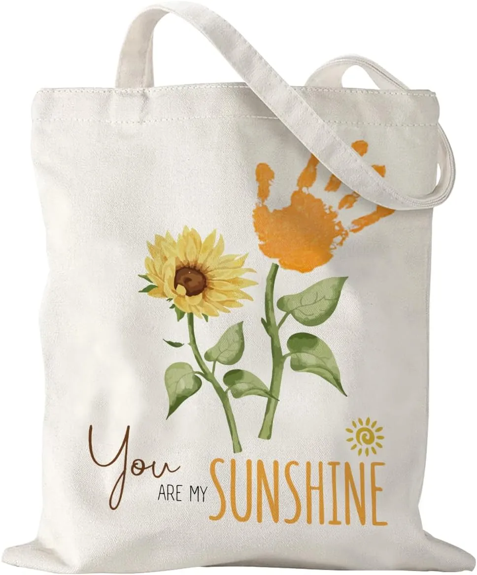 Mother's Day Mom Gifts for Mom Appreciation Thank You Teacher Gifts Handprint Diy Kit Canvas Tote Bags