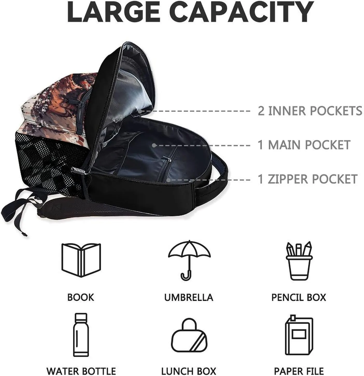Motorcycle Backpack for Boys, 17 Inch Cool Kindergarten Backpack with Adjustable Straps, Black Lightweight Durable Kids Bookbag for Kindergarten