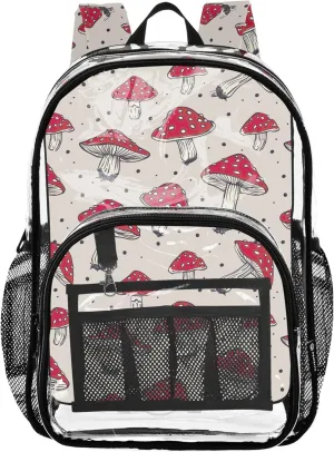 Mushrooms Dot Beige Bag for Kids, Transparent Plastic Bag, Clear Backpacks, School Bags for Boys