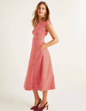 Natasha Cotton Dress-Post Box Red, Ribbons