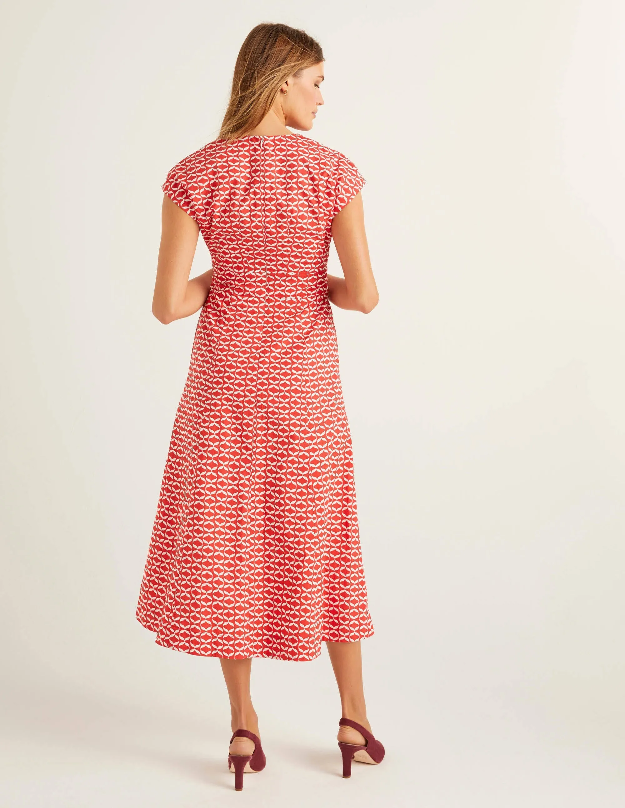 Natasha Cotton Dress-Post Box Red, Ribbons