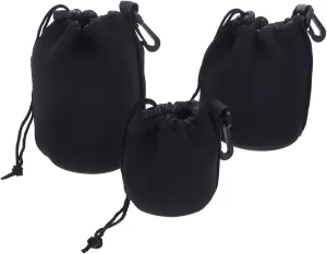 Neoprene Camera Lens Pouch 3 Sizes Dslr Lens Case Drawstring Closure for Travel