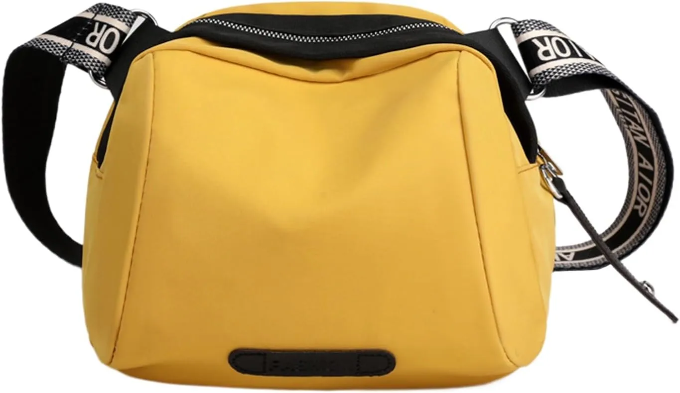 New Fashionable Casual Shoulder Bag Lightweight Nylon Fabric Women Crossbody Bag Mens Messenger Tote (Yellow, One Size)