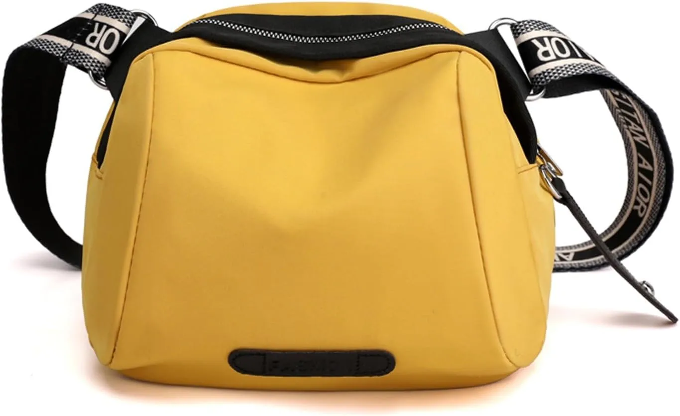 New Fashionable Casual Shoulder Bag Lightweight Nylon Fabric Women Crossbody Bag Mens Messenger Tote (Yellow, One Size)
