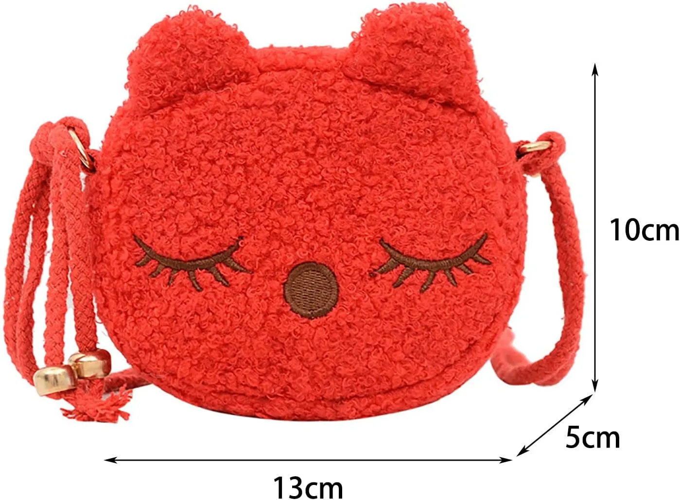 New Plush Children's Bag Mini Cute Cat Little Purse Shoulder BagsMessenger Sling Bags Big Tote Bags (White, One Size)