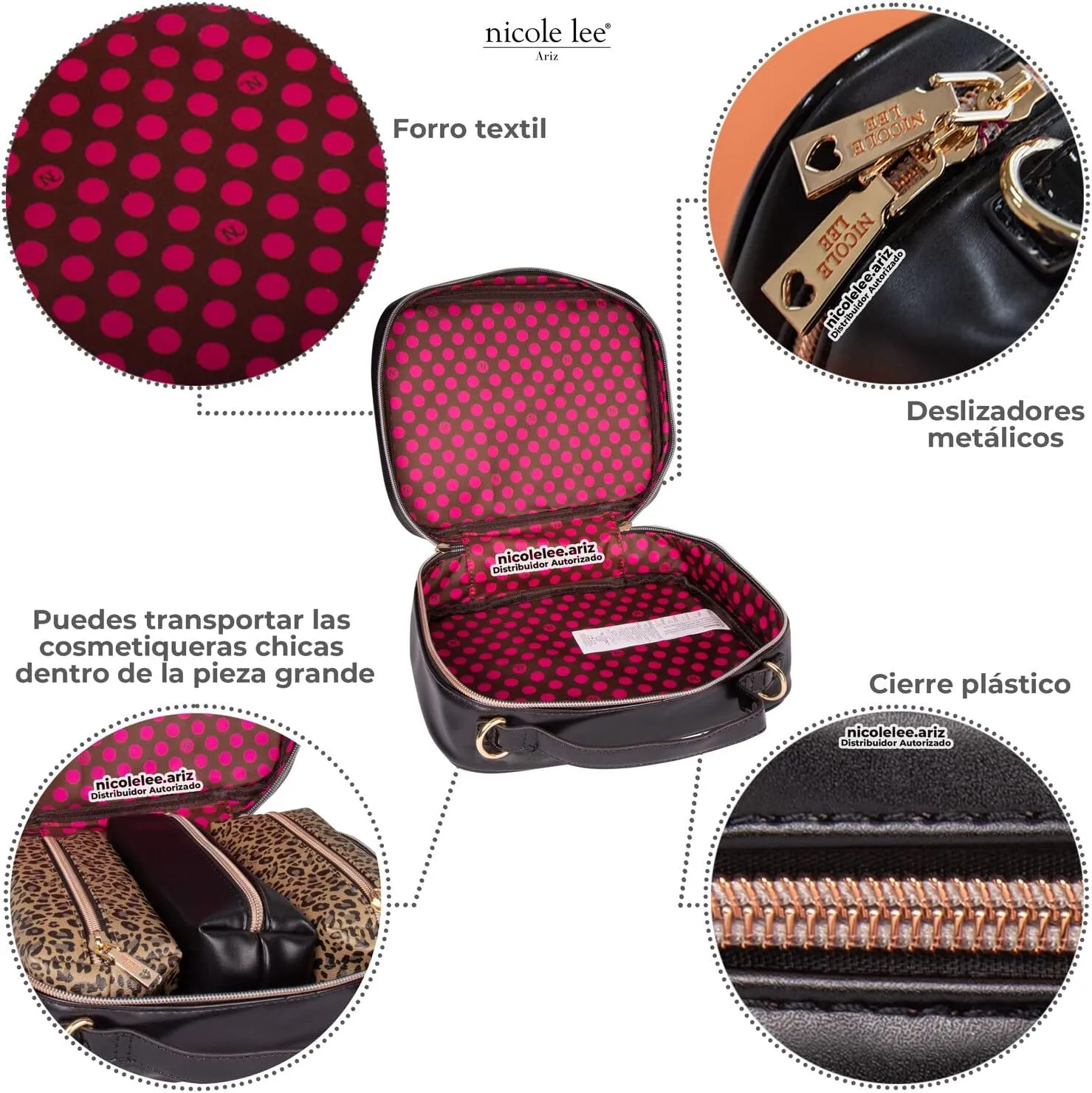 Nicole Lee Travel Handbag Crossbody Set with 3 Fashion Print Makeup Pouches, Women's Cosmetic Toiletry Organizer (All Emotion)