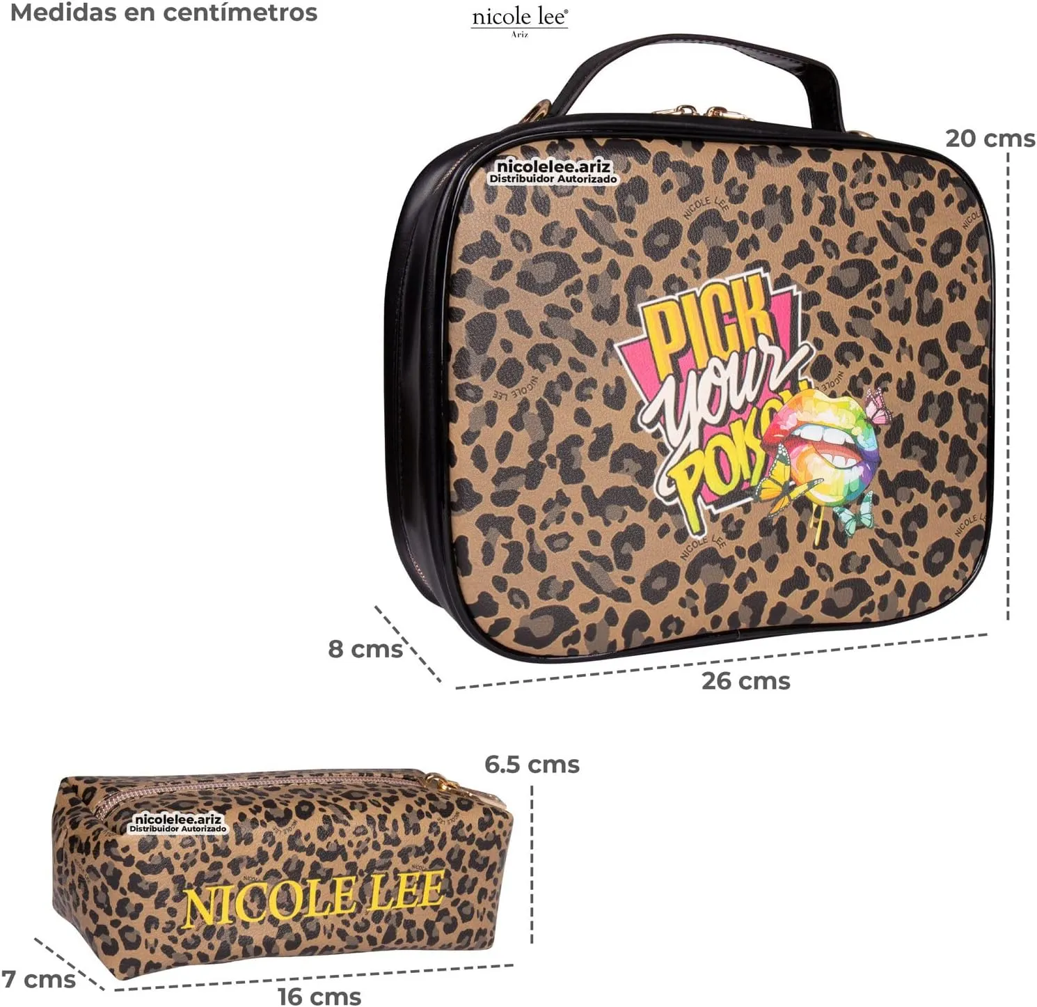 Nicole Lee Travel Handbag Crossbody Set with 3 Fashion Print Makeup Pouches, Women's Cosmetic Toiletry Organizer (All Emotion)