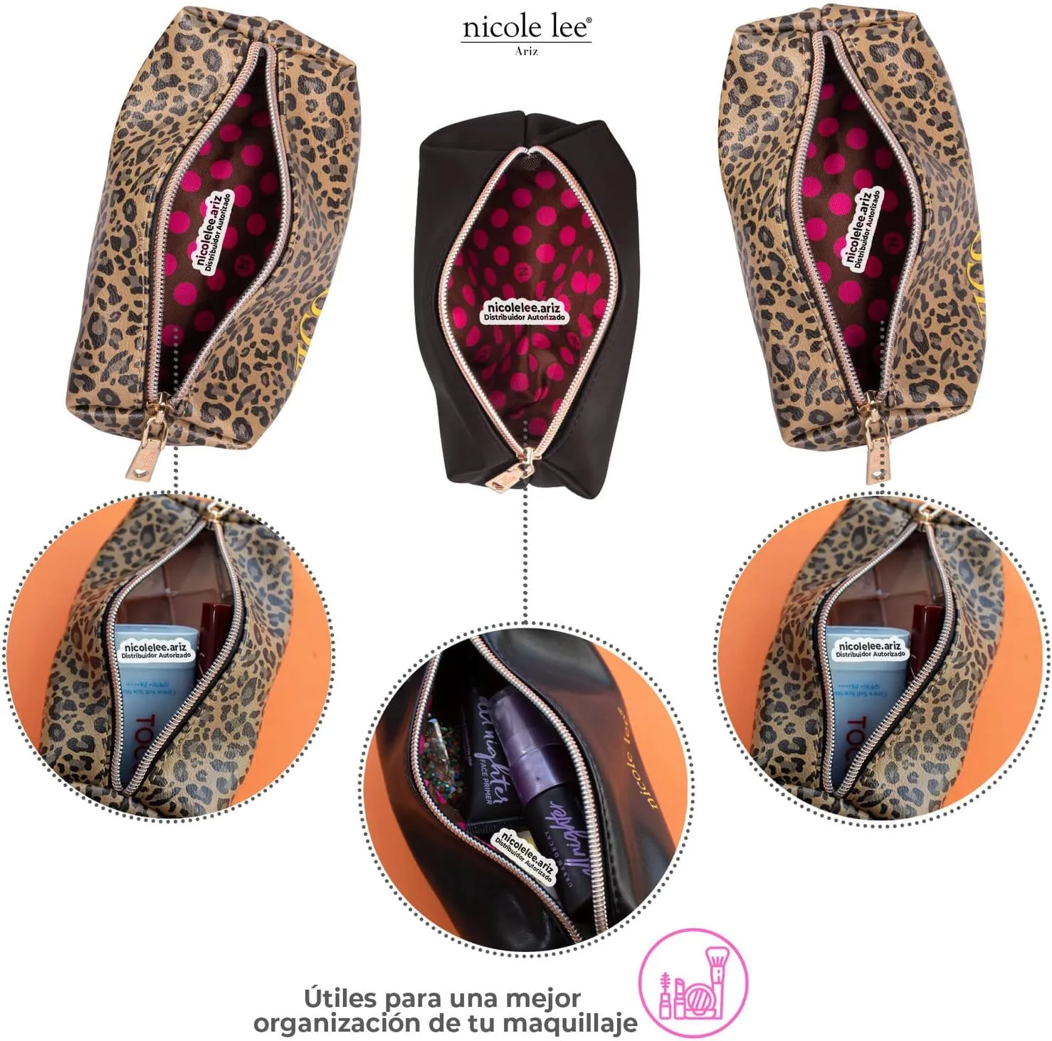 Nicole Lee Travel Handbag Crossbody Set with 3 Fashion Print Makeup Pouches, Women's Cosmetic Toiletry Organizer (All Emotion)