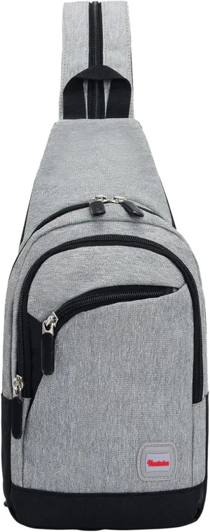 Nylon Pack Trendy Zipper Sling Bags For Outdoor Sports Shoulder Bags Sports Chest Bag Backpack over The (F, One Size)