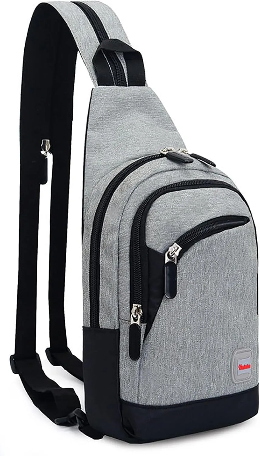 Nylon Pack Trendy Zipper Sling Bags For Outdoor Sports Shoulder Bags Sports Chest Bag Backpack over The (F, One Size)