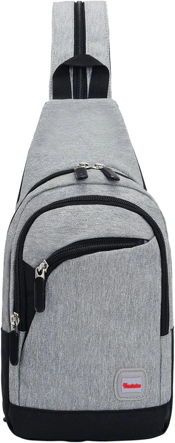 Nylon Pack Trendy Zipper Sling Bags For Outdoor Sports Shoulder Bags Sports Chest Bag Backpack over The (F, One Size)