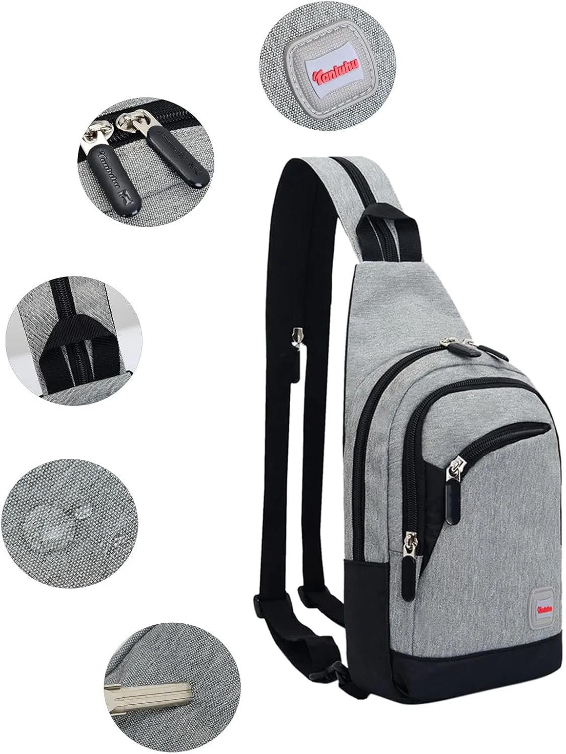 Nylon Pack Trendy Zipper Sling Bags For Outdoor Sports Shoulder Bags Sports Chest Bag Backpack over The (F, One Size)