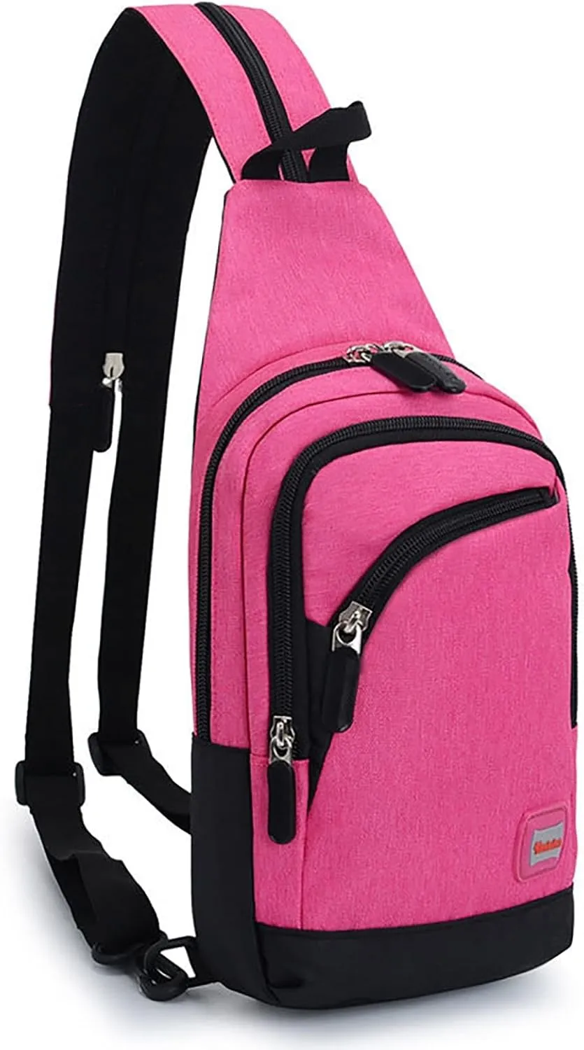 Nylon Pack Trendy Zipper Sling Bags For Outdoor Sports Shoulder Bags Sports Chest Bag Backpack over The (G, One Size)