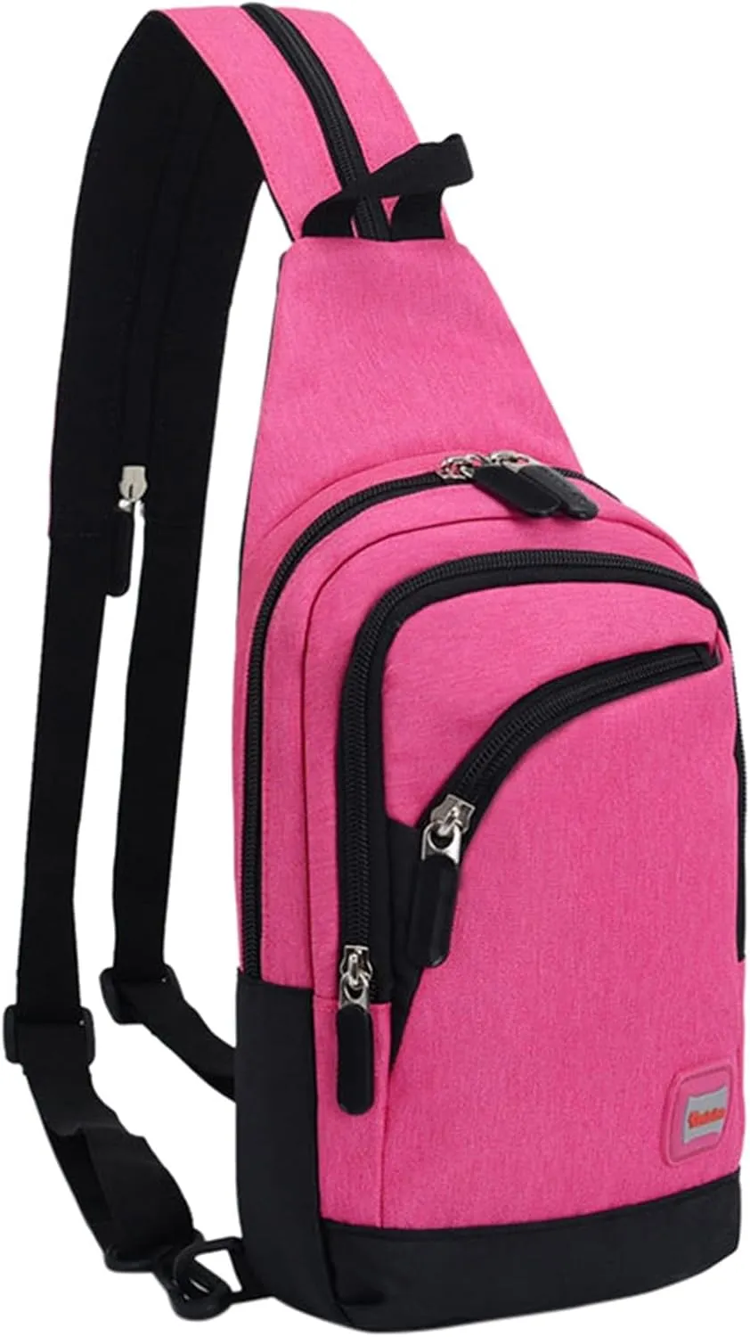 Nylon Pack Trendy Zipper Sling Bags For Outdoor Sports Shoulder Bags Sports Chest Bag Backpack over The (G, One Size)
