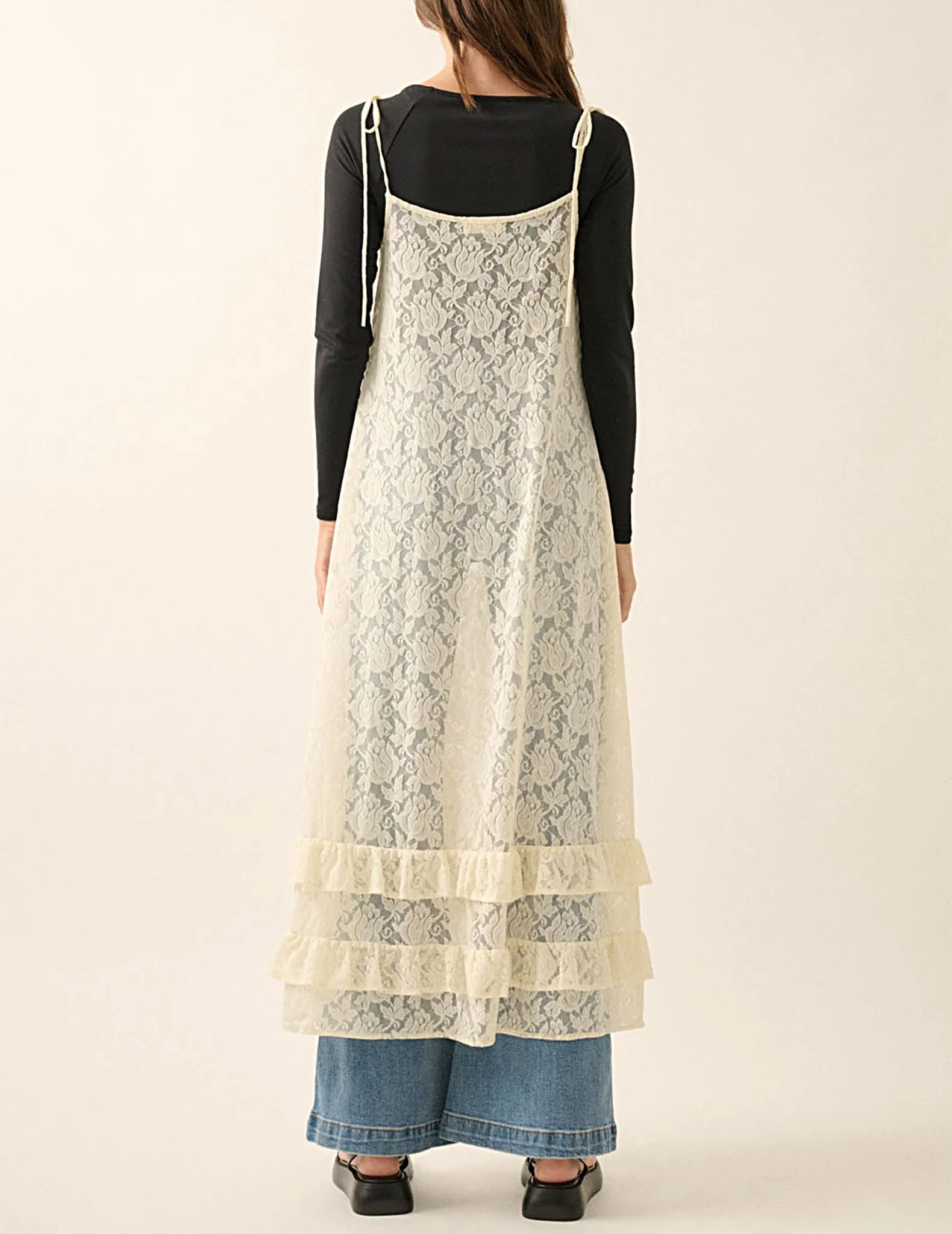Olivia Sheer Ruffled Lace Dress