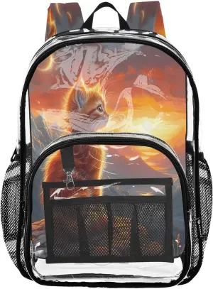 Orange Kitten Bag for Kids, Large Clear Bag, Backpack Bag