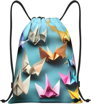 origami paper crane Multifunctional String Bags and Sport Gym Sackpack  Perfectly Designed for Travel, Carry-on Luggage, Small