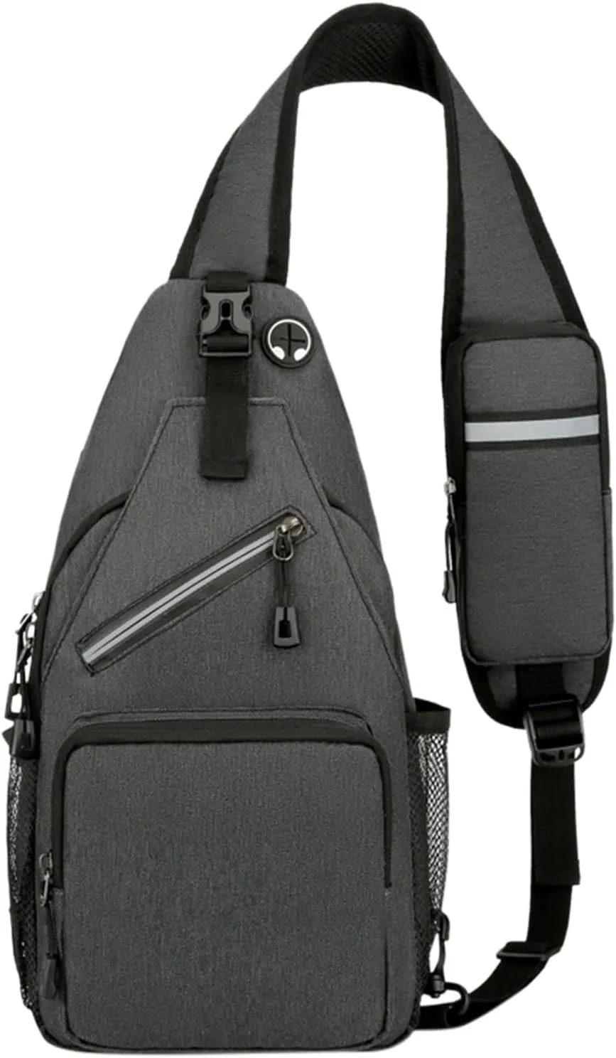 Outdoor Sling Bags Trendy Crossbody Purse Chest Bag With Adjustable Guitar Strap For Travel Womens (Dark Gray, One Size)