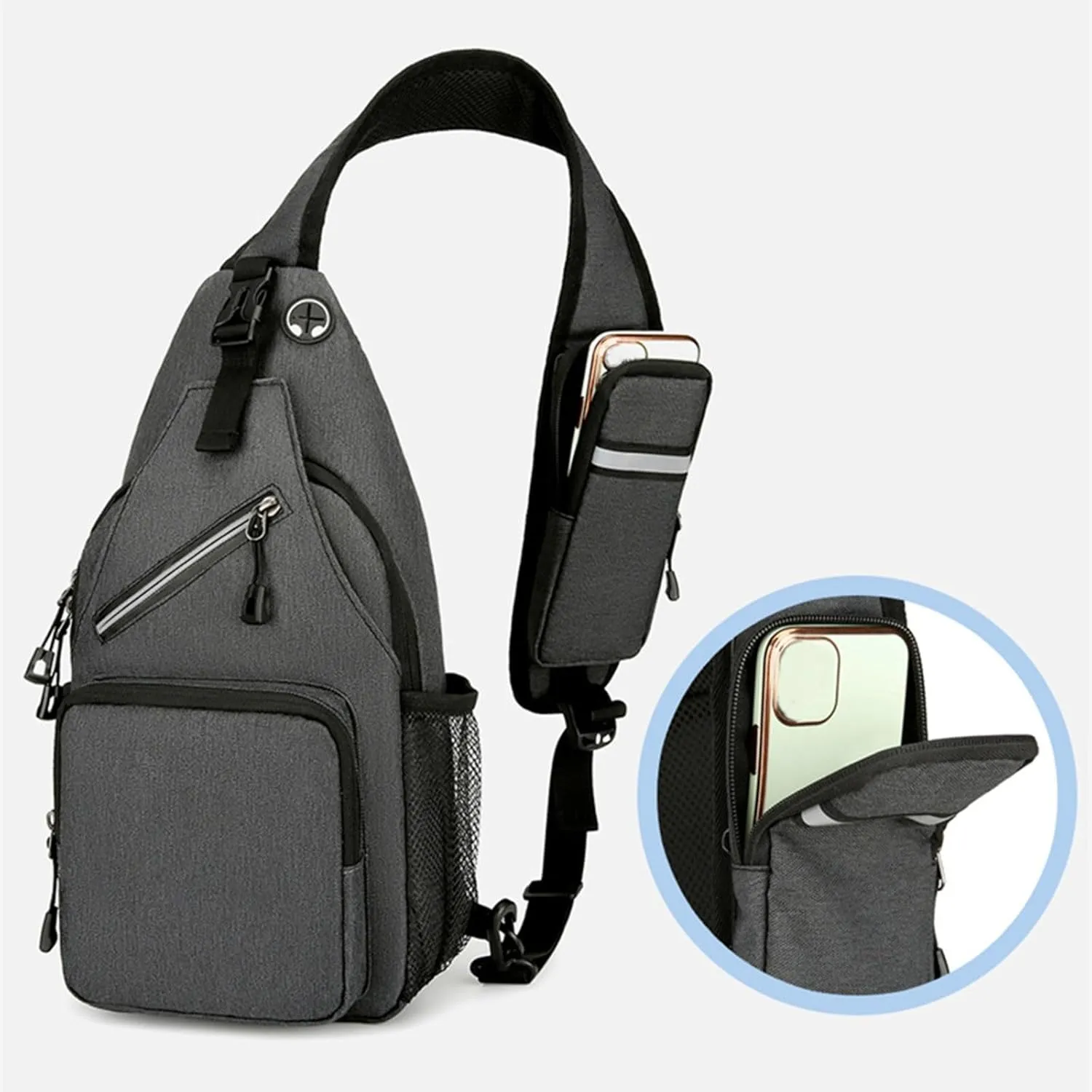 Outdoor Sling Bags Trendy Crossbody Purse Chest Bag With Adjustable Guitar Strap For Travel Womens (Dark Gray, One Size)