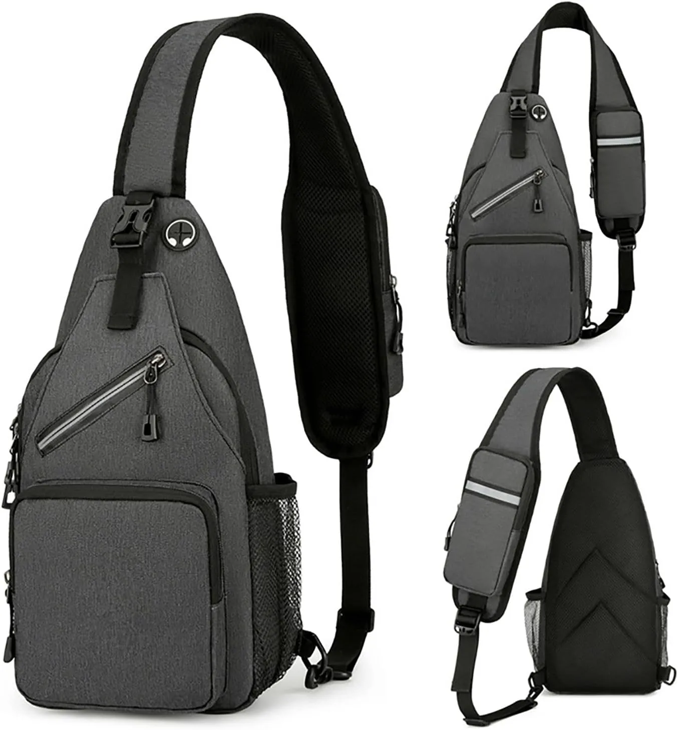 Outdoor Sling Bags Trendy Crossbody Purse Chest Bag With Adjustable Guitar Strap For Travel Womens (Dark Gray, One Size)