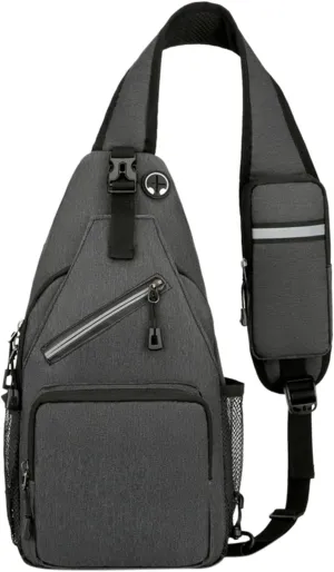 Outdoor Sling Bags Trendy Crossbody Purse Chest Bag With Adjustable Guitar Strap For Travel Womens (Dark Gray, One Size)