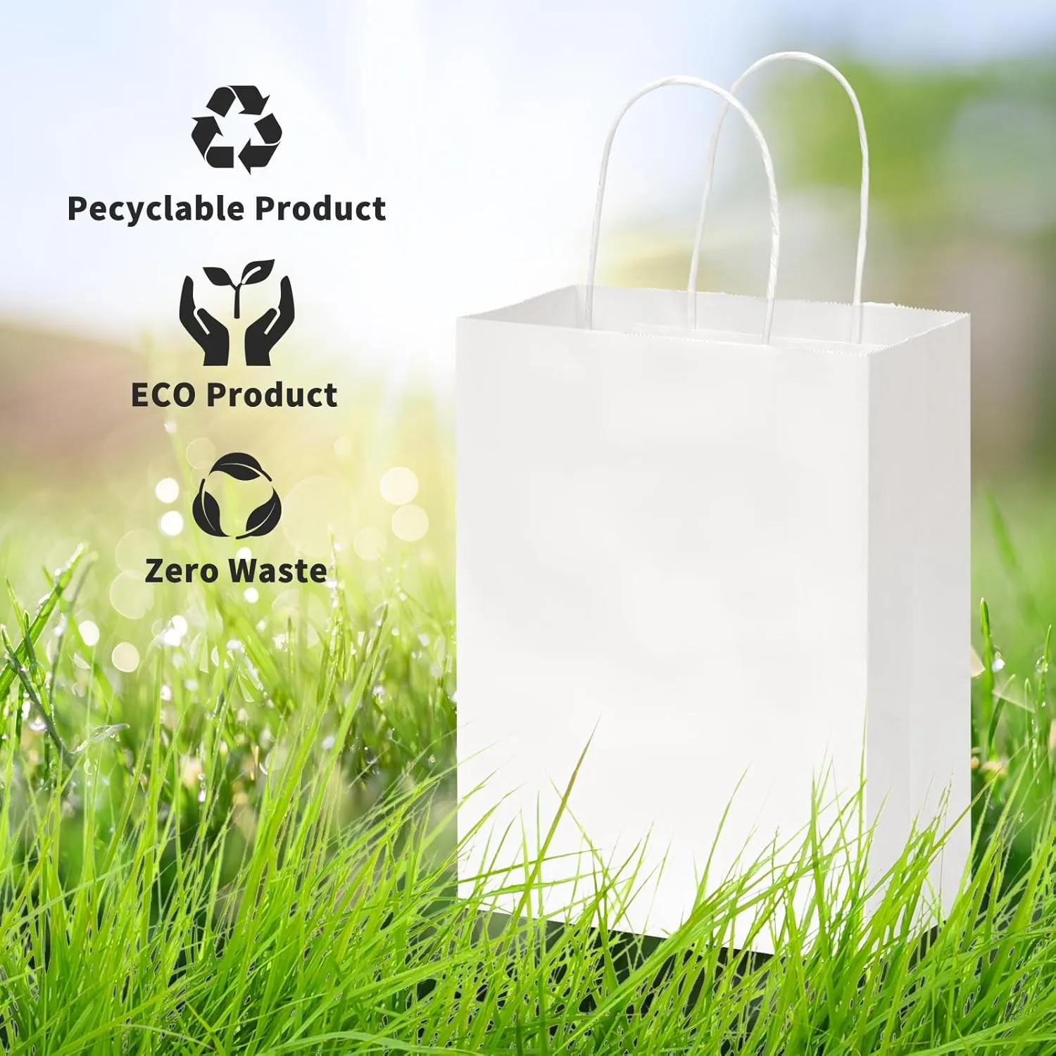 OUTUXED 60pcs Paper Gift Bags, Kraft Paper Bags with Handles, 7.1x3.6x9.3in Medium Size Paper Bags for Retail, Gift Wrapping, and Shopping