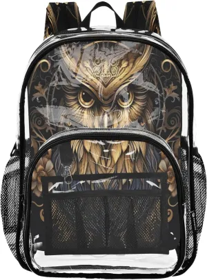 Owl Black School Bags, Clear Plastic Bag, School Bags for Girls, Clear Backpack for Boys