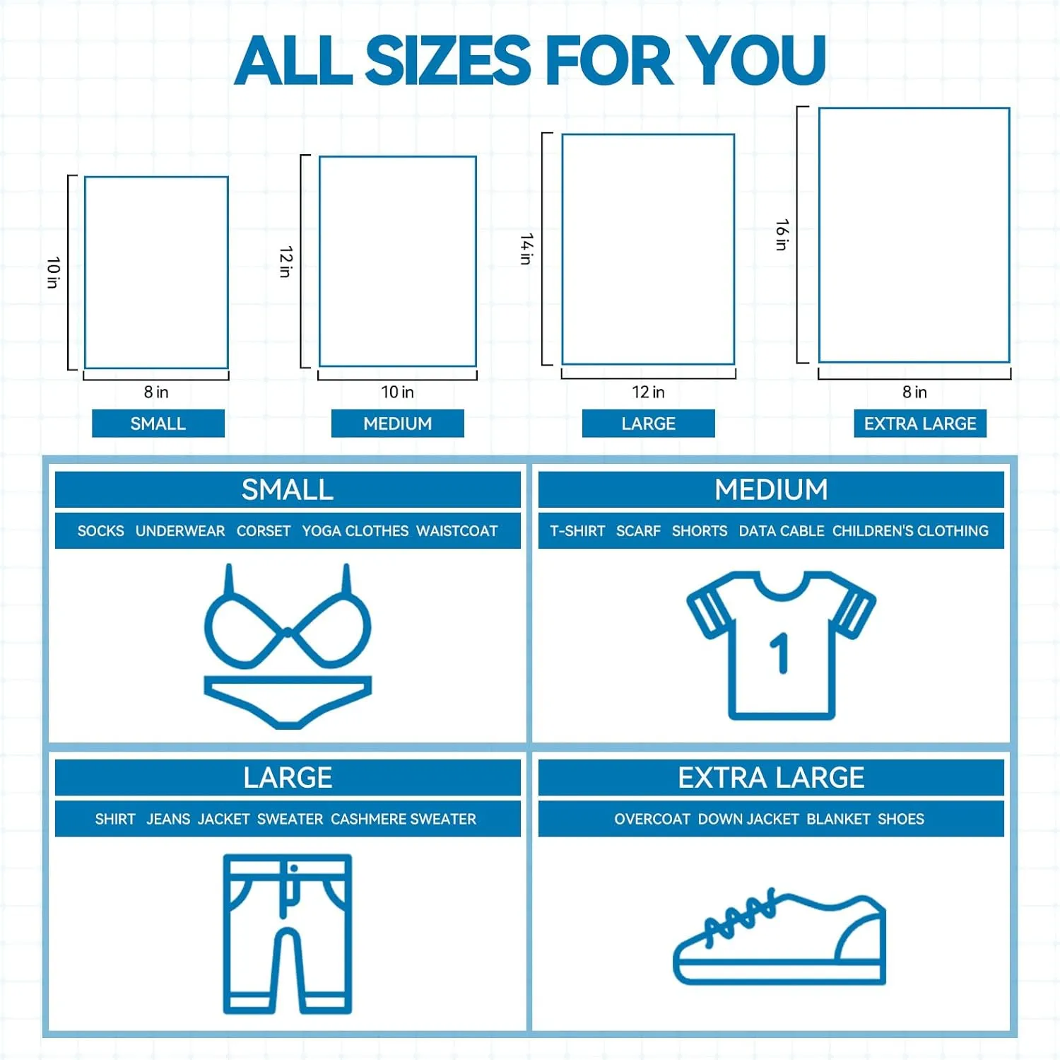 Packaging Bags for Clothing Clear Apparel Bag for Shipping Plastic Frosted Bags for Clothes,50 Pcs,3 Mil,8''x10''',with Vent Holes