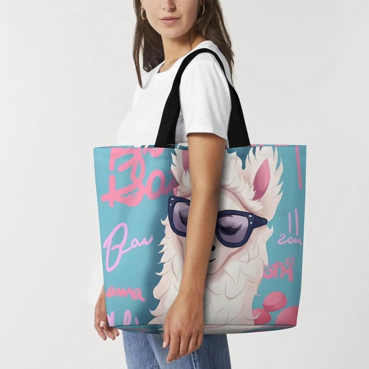 Painting Flower Pigs Beach Bag Reusable Tote Bag Foldable Grocery Bags Women Shopping Bags for Daily Essentials