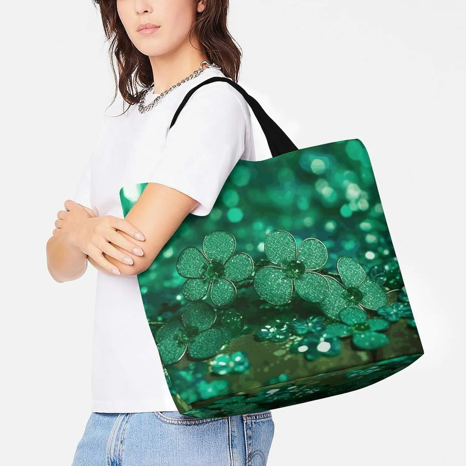 Painting Flower Pigs Beach Bag Reusable Tote Bag Foldable Grocery Bags Women Shopping Bags for Daily Essentials