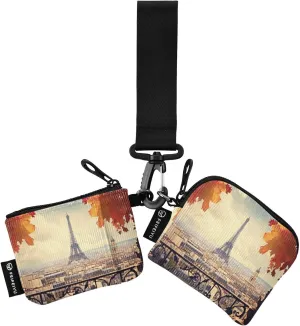 Paris Eiffel Tower Zip Around Wristlet Wallet for Women Portable Detachable Dual Pocket Keychain Wallet Wrist Wallet