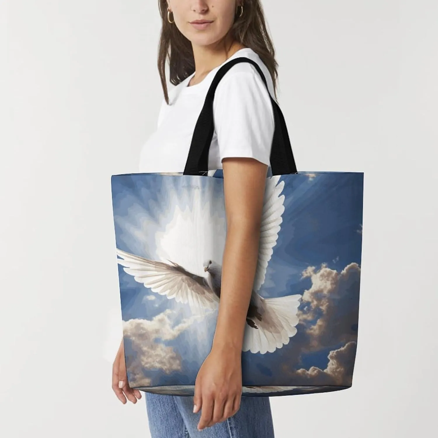 Pastel Color Smiley Face Beach Bag Reusable Tote Bag Foldable Grocery Bags Women Shopping Bags for Daily Essentials