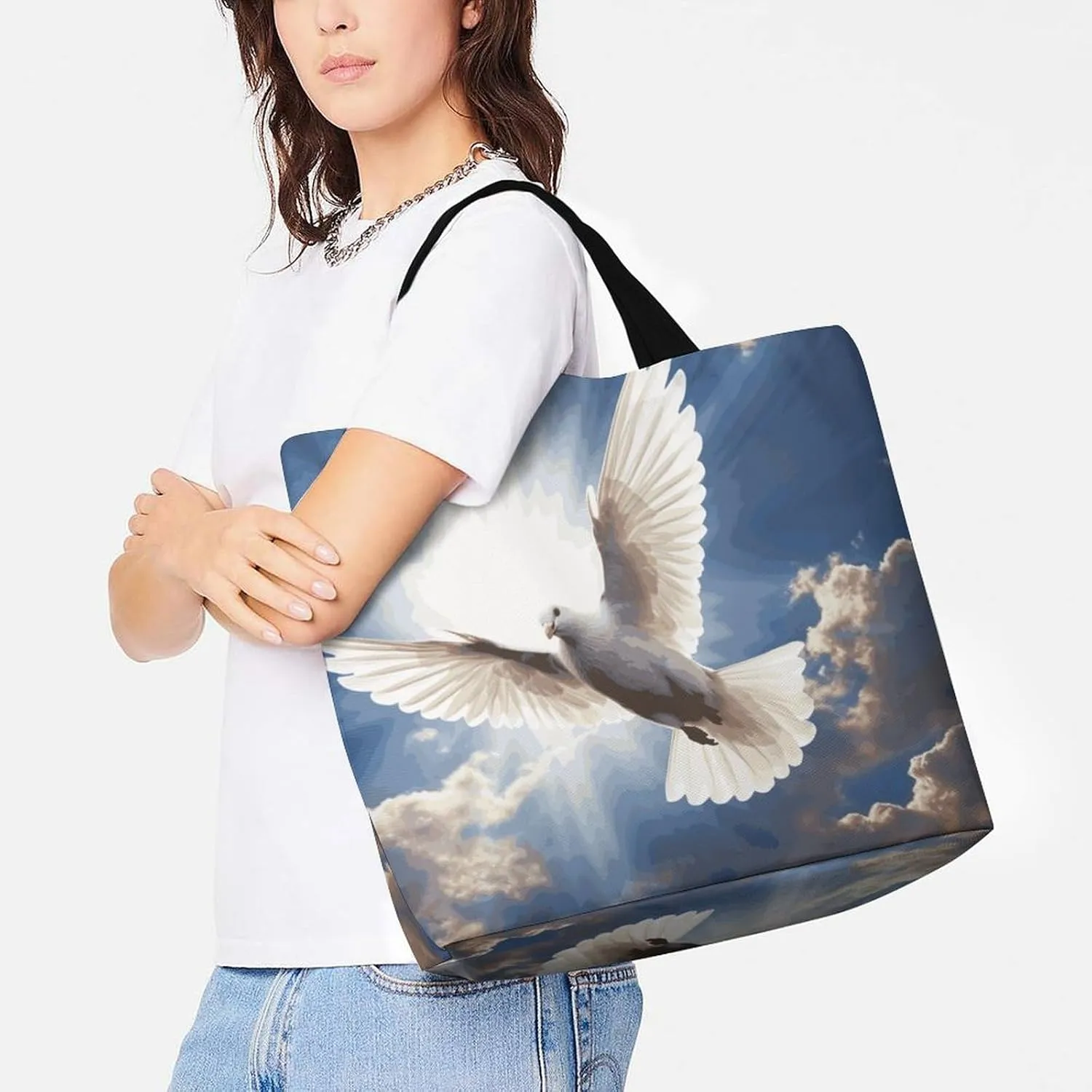 Pastel Color Smiley Face Beach Bag Reusable Tote Bag Foldable Grocery Bags Women Shopping Bags for Daily Essentials
