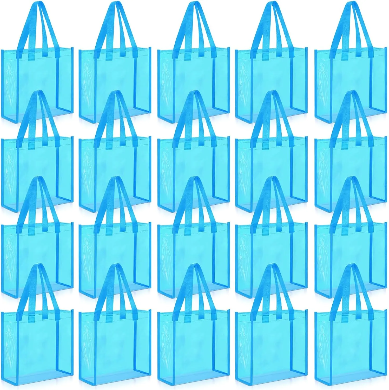 Paterr 20 Pack Plastic Clear Tote Bags 10 x 10 x 4 Inch Stadium Approved Gift Bag with Handles for Women Sports Work Travel