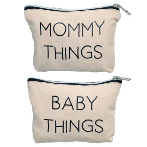 Pearhead Mommy and Baby Canvas Pouch Set, Gift For New Moms, Matching Travel Cases for New Mothers and Expecting Moms, Minimalist Cosmetic and Accessory Bag, Set of 2
