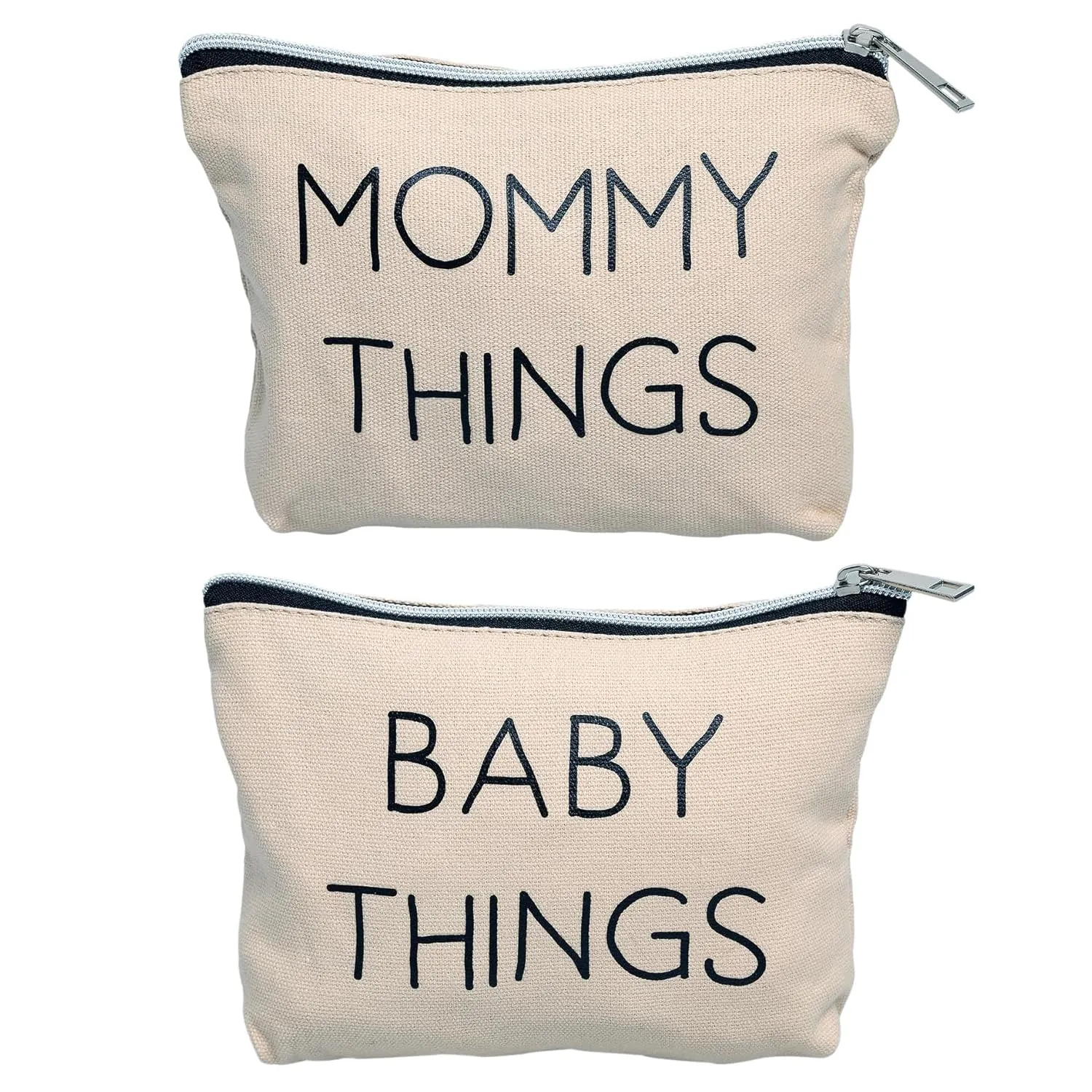 Pearhead Mommy and Baby Canvas Pouch Set, Gift For New Moms, Matching Travel Cases for New Mothers and Expecting Moms, Minimalist Cosmetic and Accessory Bag, Set of 2