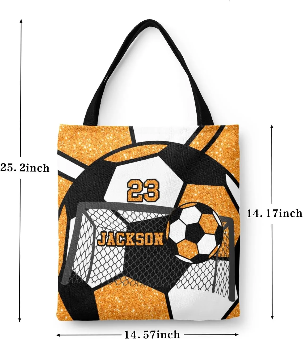 Personalized Name Gym Sport Soccer Ball Red Handbag Gift Bags Christmas Treat Bags for Holiday Party Gift Bags