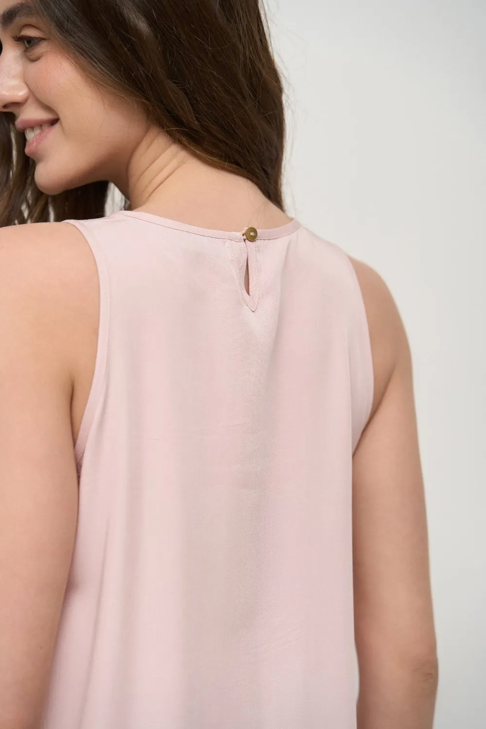 Pink Loose-fit Mini Dress with Pockets